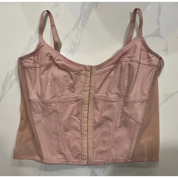 Urban Outfitters Pink Corset Style Camisole Top Hook & Eye Closure Mesh Back XL - Picture 5 of 8